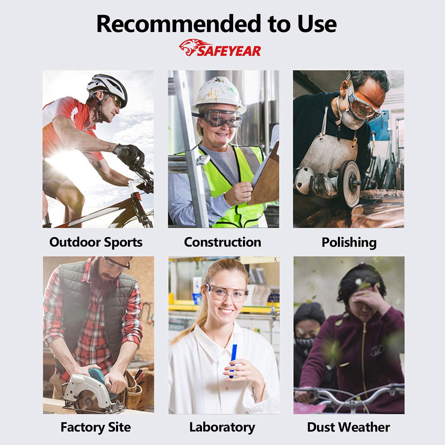 SAFEYEAR ANSI & EN16321 Certified Safety Glasses