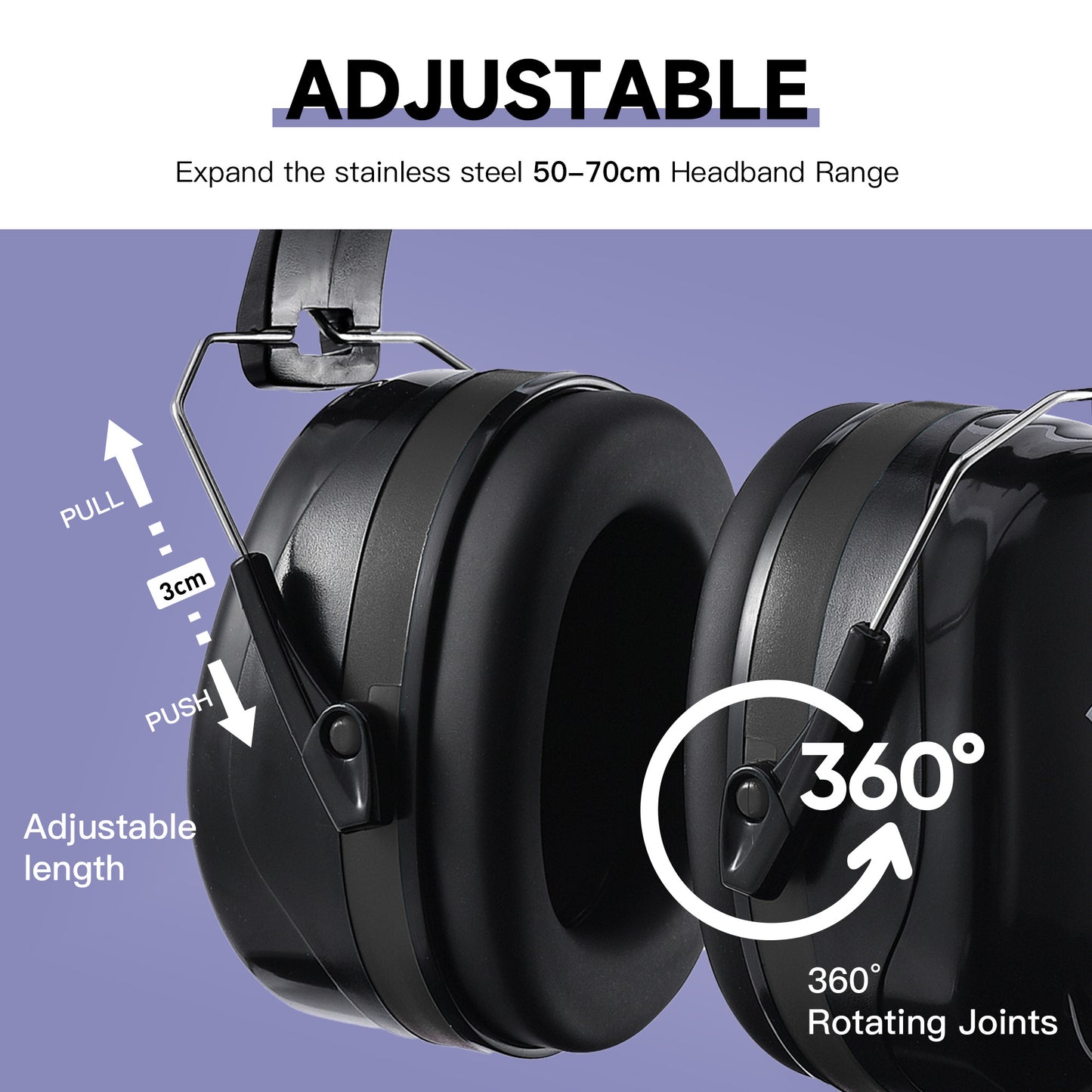 Safeyear 33dB SNR Industrial Ear Muffs, ANSI/CE Certified Noise Cancelling Headphones for Construction & Airport, Adjustable Hearing Protection with Storage Box