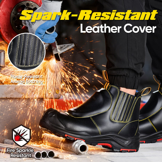 Safetoe Welding Metatarsal Chelsea Work Boots – Spark-Resistant Leather, Composite Toe, 300°C Heat-Resistant