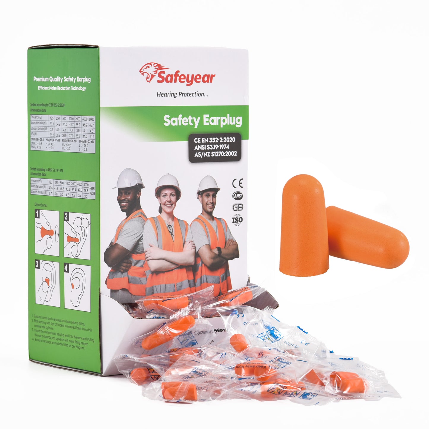 Safeyear QuitePiece PU Foam Earplugs 38dB Noise Reduction - Slow Recovery Sleep Earplugs for Working, Concerts, Travel & Snoring Relief