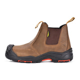 Safetoe Water Resistant Leather Brown Work Boots(M-8025NBO)