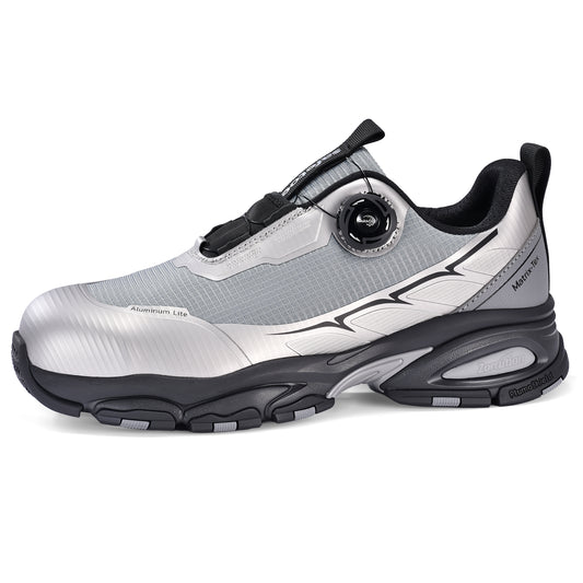 Lightweight QuickDial Safety Sneakers, S1P Aluminum Toe & Matrix-Tex PE Plate L-7601 Silver