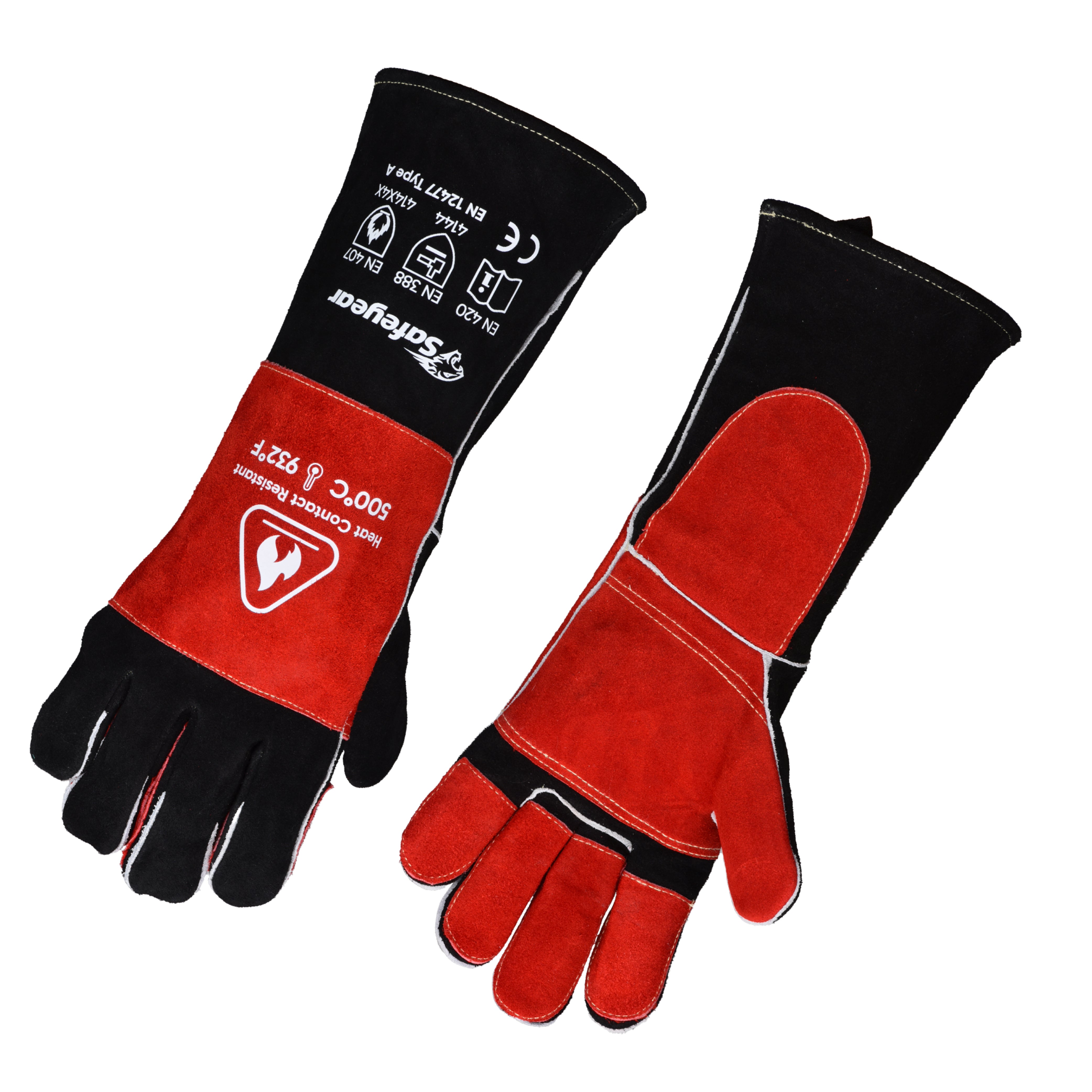 SAFEYEAR Gants de soudage en cuir résistants à la chaleur/au feu, 40,6 SAFEYEAR Gants de soudage en cuir résistants à la chaleur/au feu, 40,6