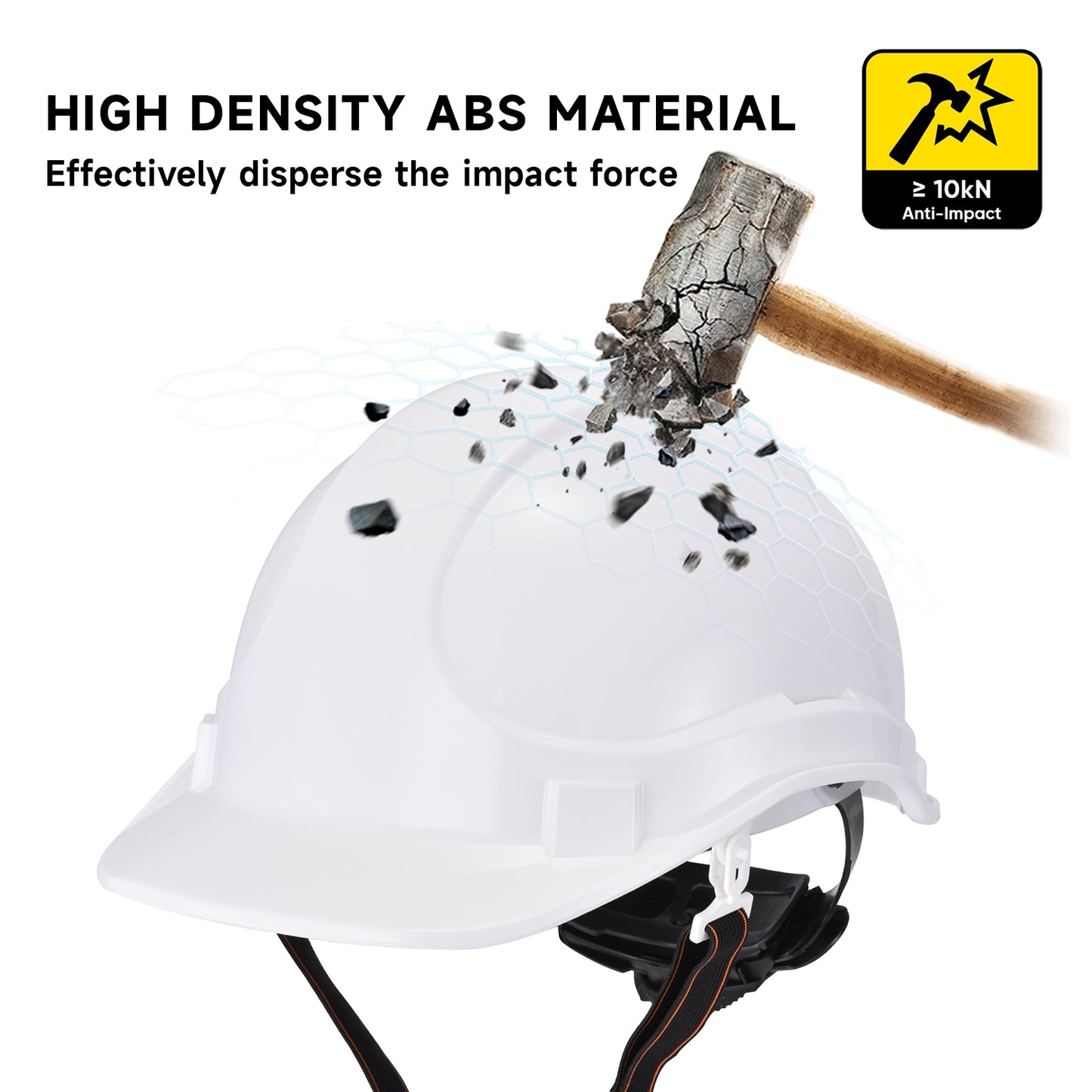 Durable ABS ANSI/CE Hard Hat with Top Vents - All-Purpose Safety Helmet for Industrial, Construction, Outdoor Work