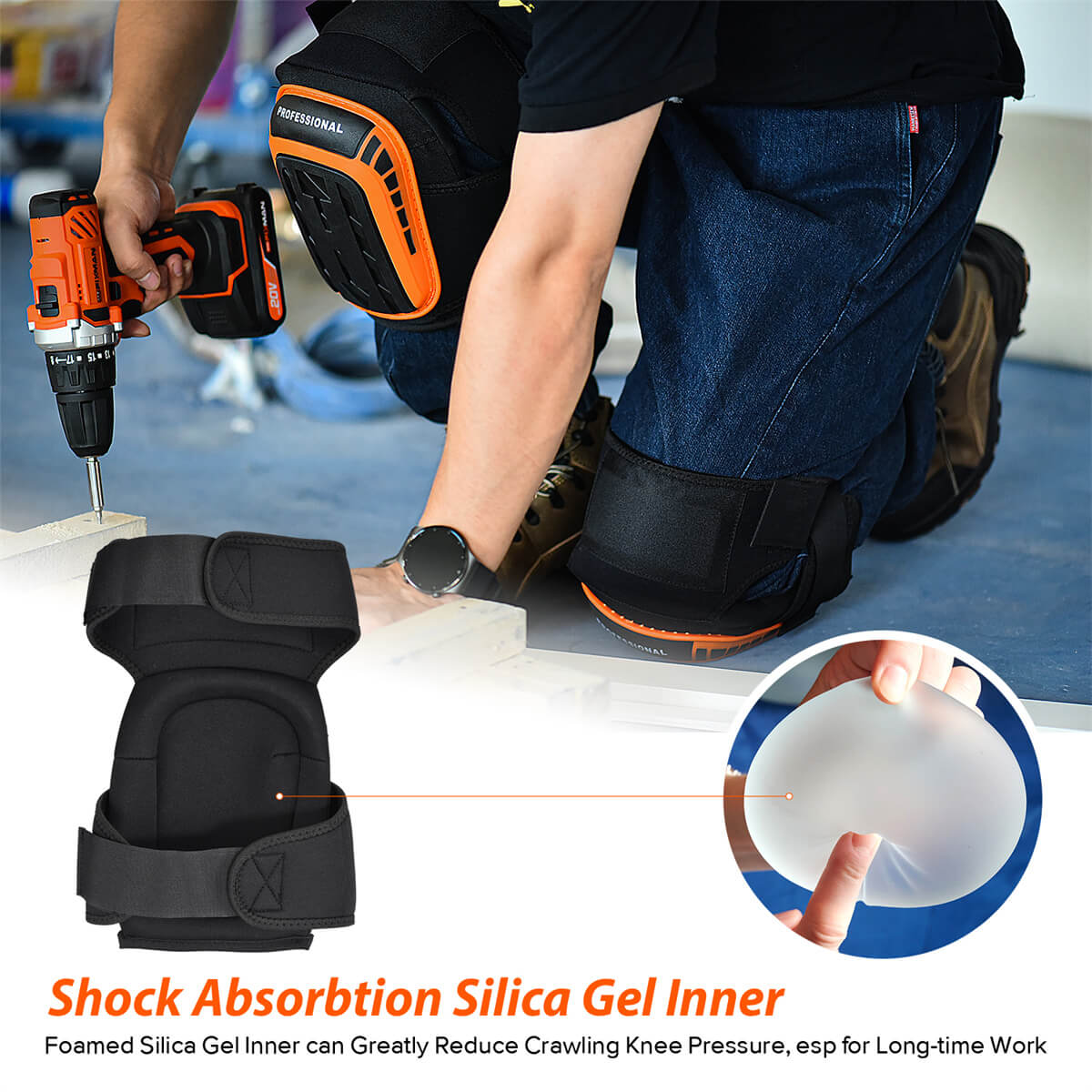SAFEYEAR Protective Gel Knee Pads for Construction Work