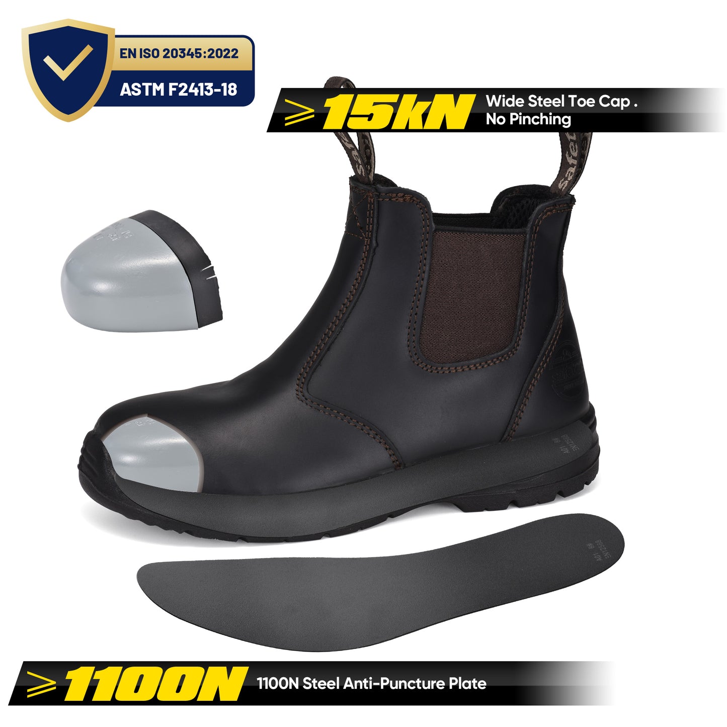 Safetoe Resistant Cow Leather Steel Toe Safety Work Boots (M-8025W)