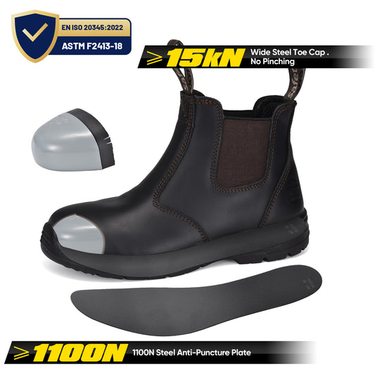 Safetoe Resistant Cow Leather  Steel Toe Safety Work Boots (M-8025W)