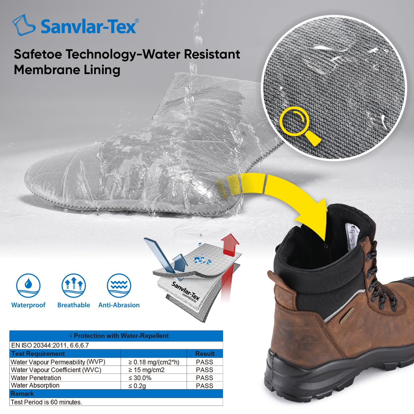 Composite Toe SafetyWork Boots Waterpro of Membrane M-8577 SD Brown