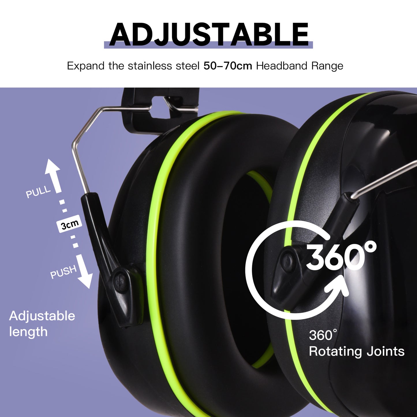 Safeyear QuiteEnjoy 31dB SNR Ear Muffs, Adjustable Noise Cancelling Ear Defenders for Construction Airport Factory, ANSI/CE Certified Hearing Protection