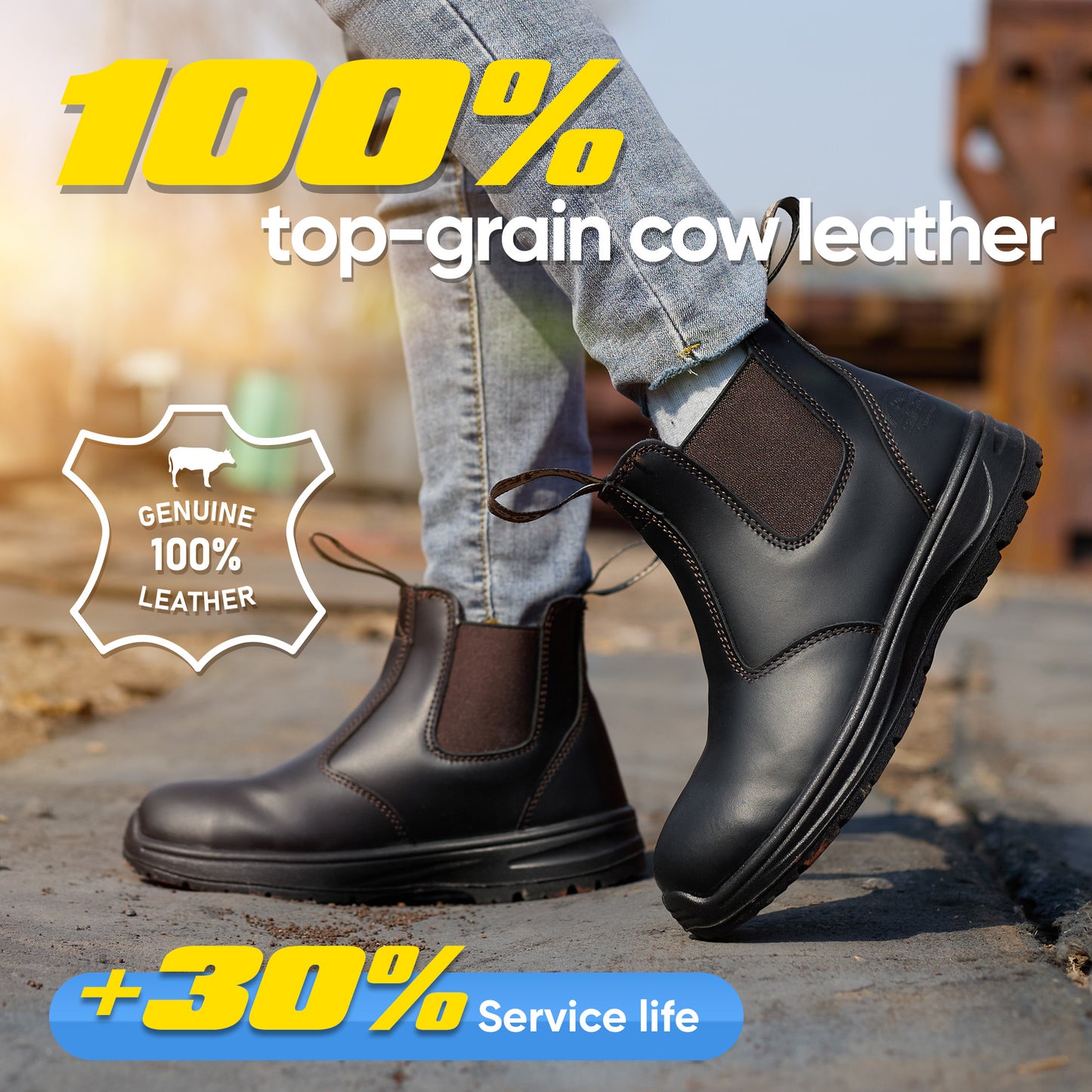 Safetoe Resistant Cow Leather Steel Toe Safety Work Boots (M-8025W)