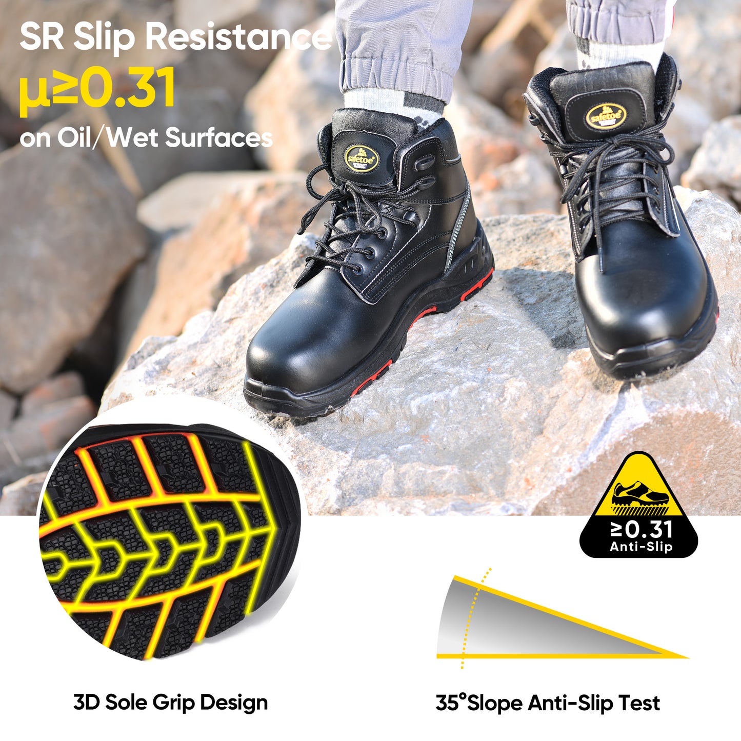 18 KV EH Black Work Boots-8356RB