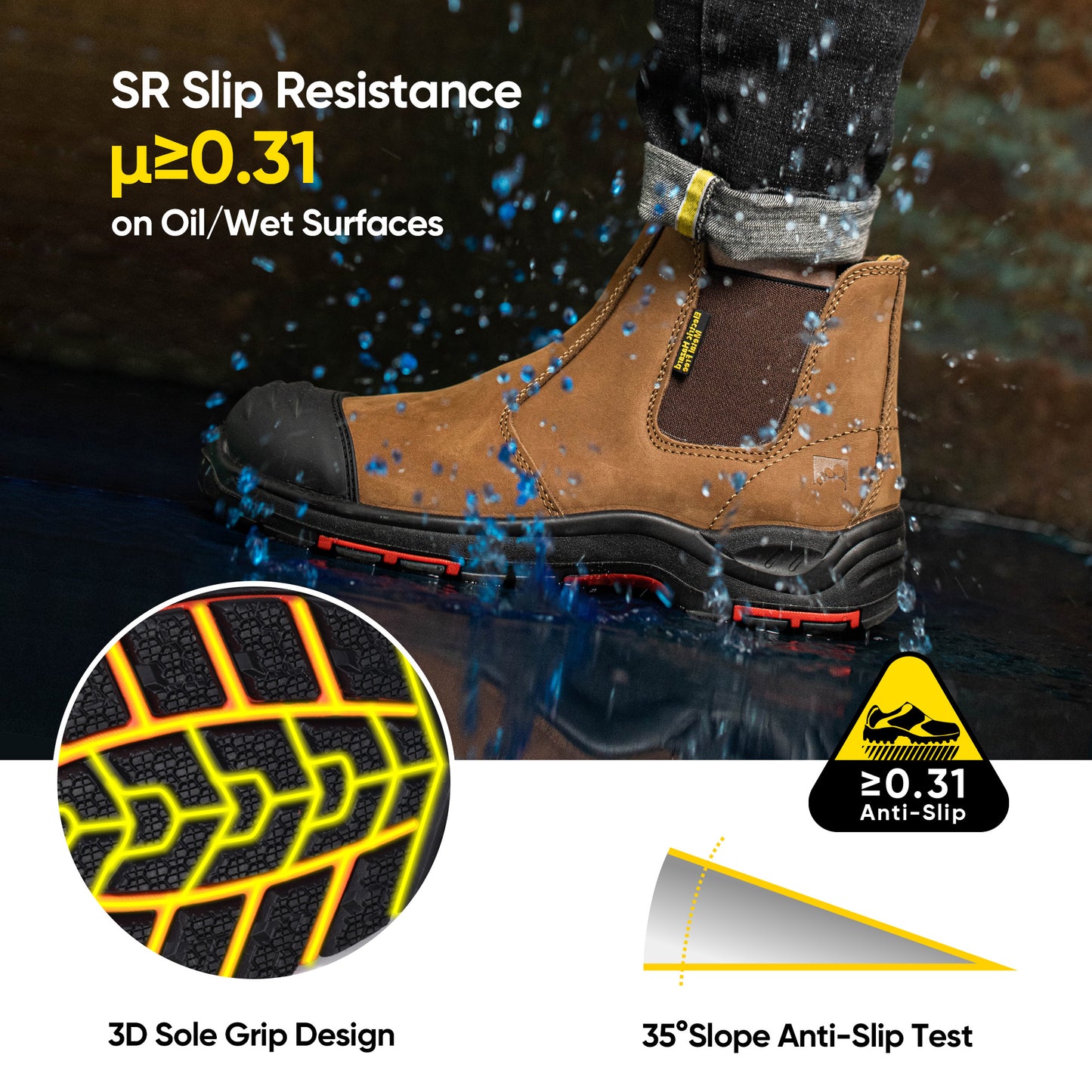 Men's slip On Low-Top Composite Toe Cow Leather Safety shoes(L-7525)
