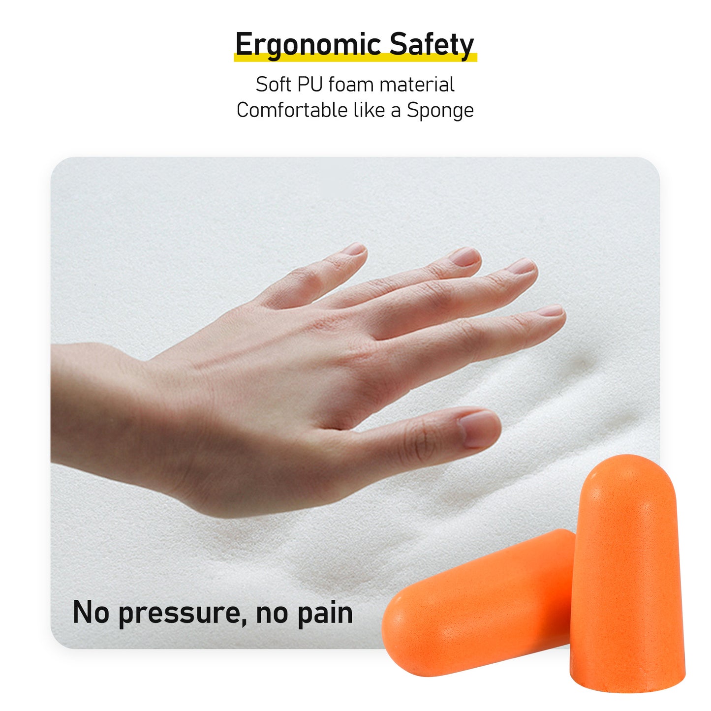 Safeyear QuitePiece PU Foam Earplugs 38dB Noise Reduction - Slow Recovery Sleep Earplugs for Working, Concerts, Travel & Snoring Relief