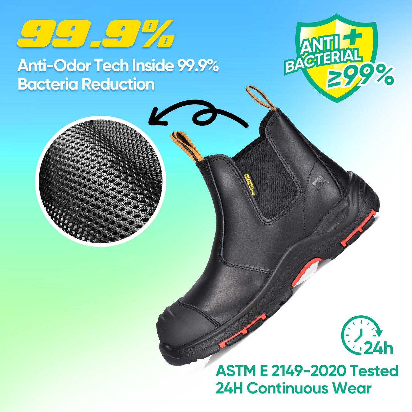 Safetoe Cow Leather Waterproof Men's Work Boots 18KV Electric Hazard(M-8025NBK)