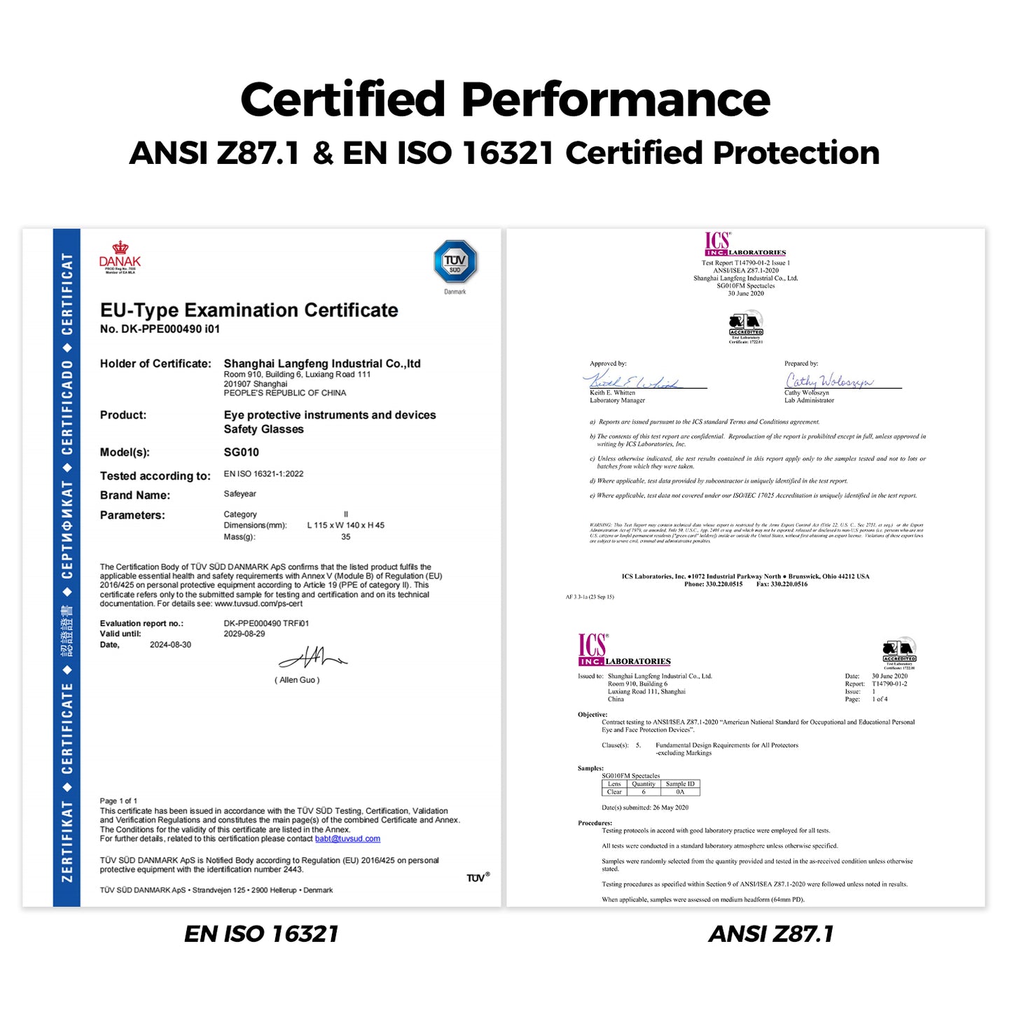 SAFEYEAR Women Fit Anti-Fog Safety Glasses with Foam Comfort & Neck Cord (ANSI Z87.1 / EN166)- SG010