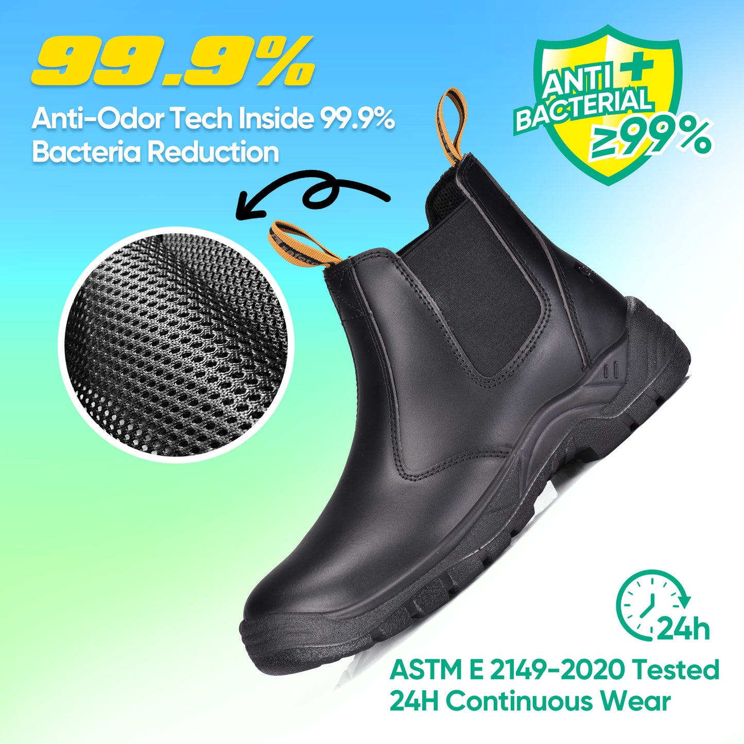 Safetoe Water Resistant Leather Steel Toe Safety Work Boots(M-8025)