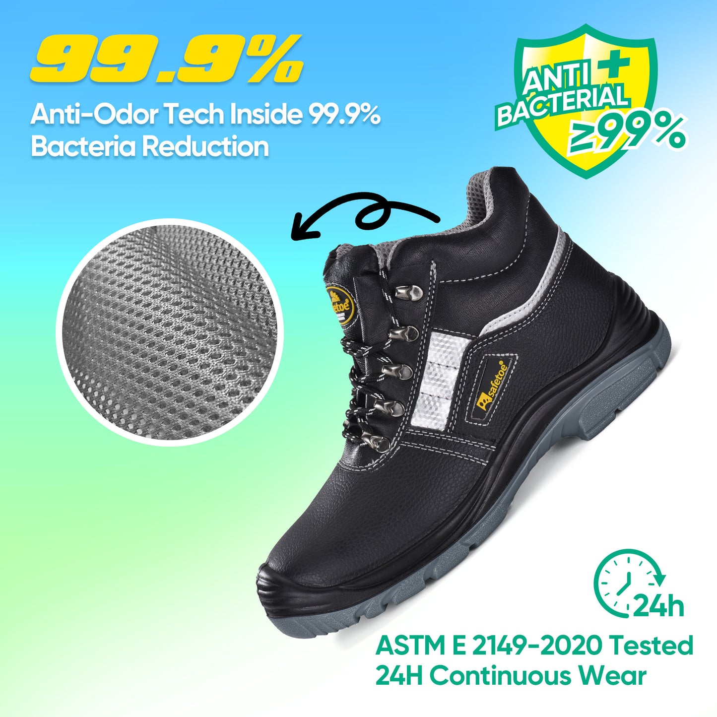 Safetoe Waterproof Leather Safety Work Boots for Men & Women(M-8027)
