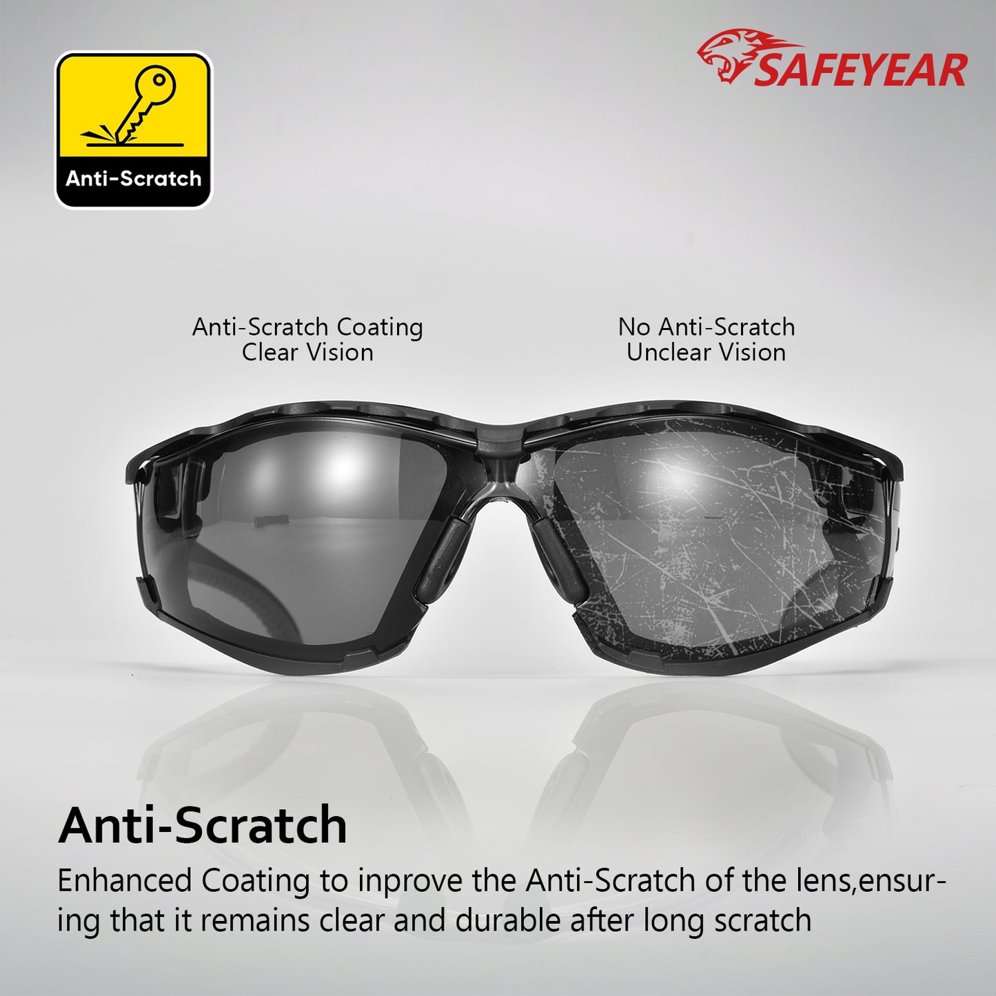ANSI & EN166 Safety Sunglasses - UV400 Tinted Lens, Free Head Strap Included