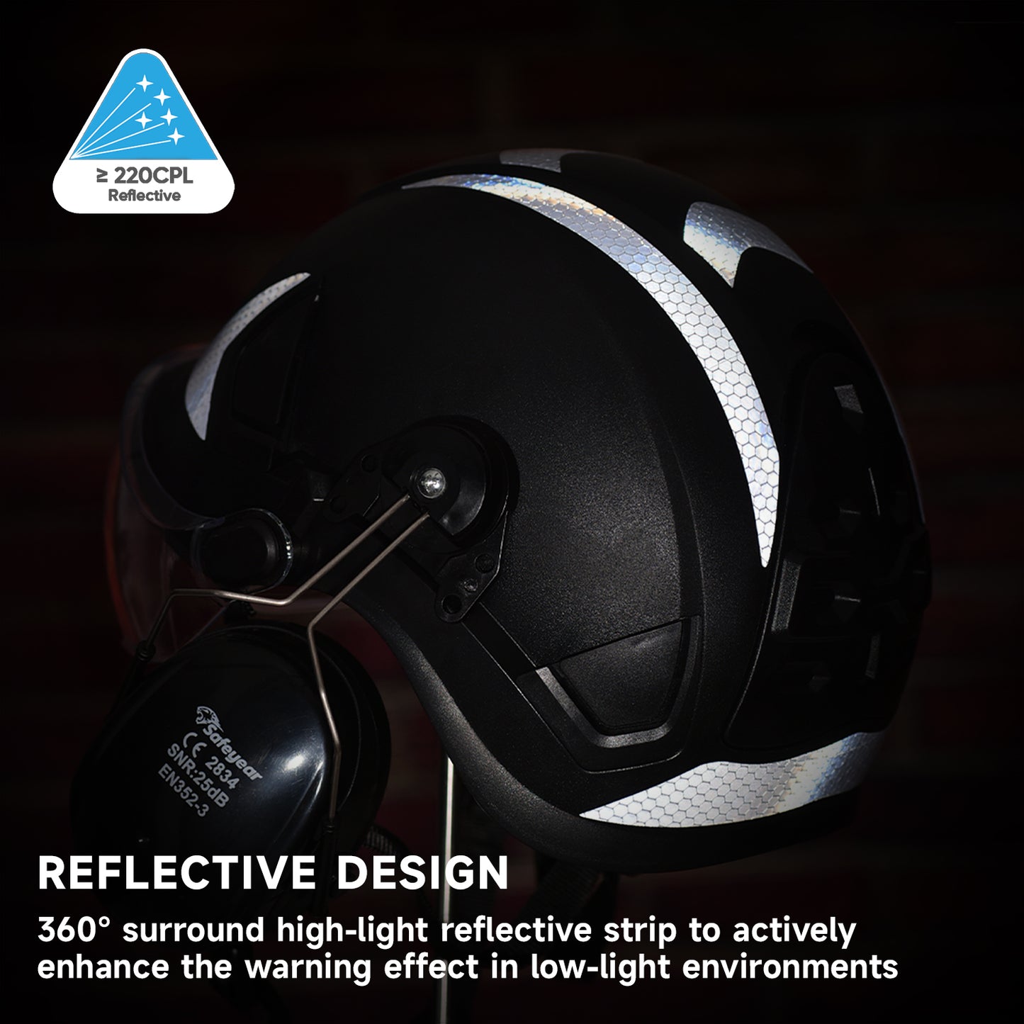 SAFEYEAR Triple Shield Safety System: ANSI/CE Hard Hat With Eyes Shield + Earmuffs for Industrial & Outdoor Work