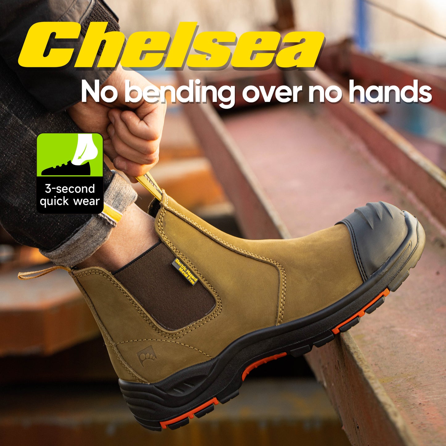 Safetoe Composite Toe Chelsea Work Boots – 18kV EH Rated, Slip-On, Oil & Slip-Resistant