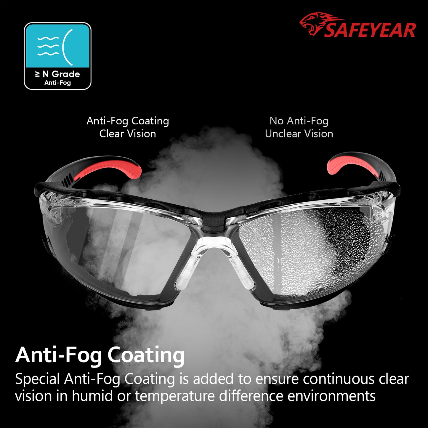 ANSI & EN16321 Safety Glasses - Anti-Fog