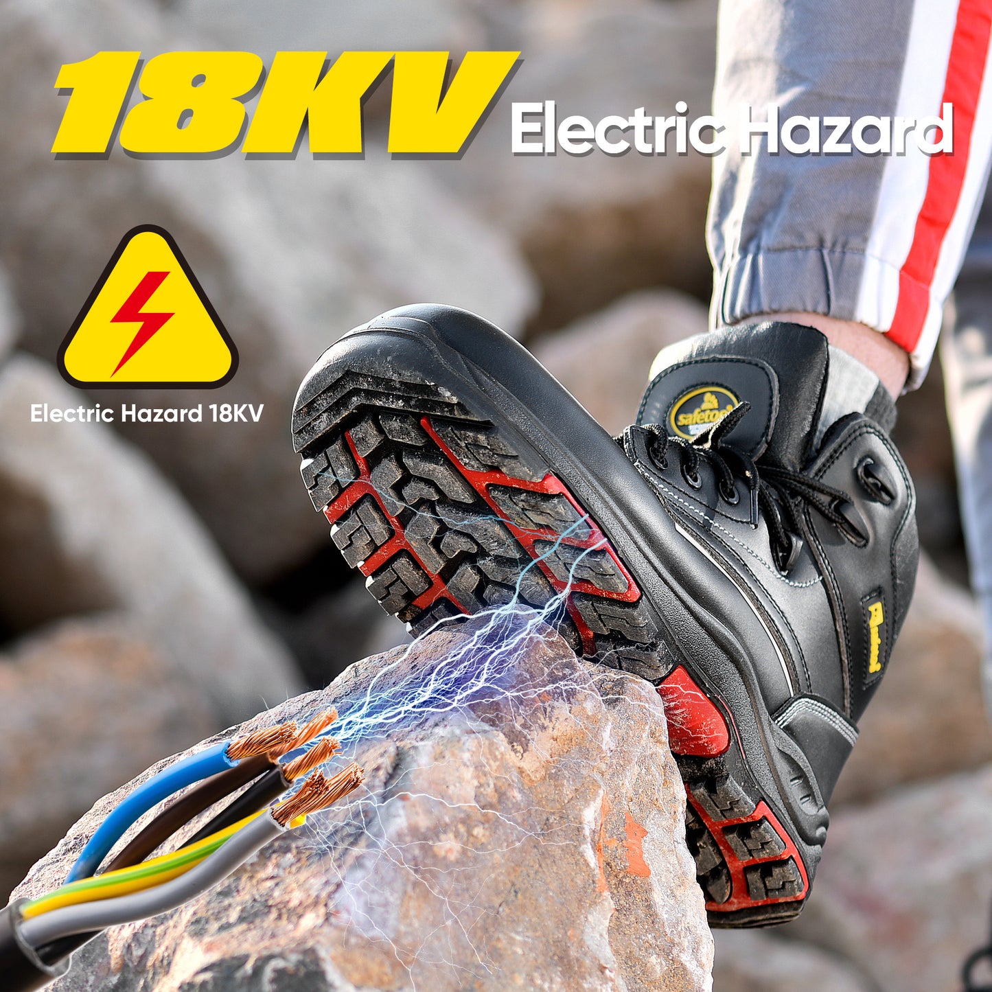 18 KV EH Black Work Boots-8356RB