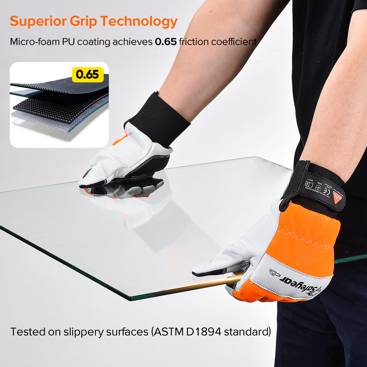 SAFEYEAR Chainsaw Gloves, Chainsaw Protection on Hand,White Cowhide Leather Palm & Back, PVC Reinforced Fingers & Palm, EVA Padding for Shock Absorption (Year)
