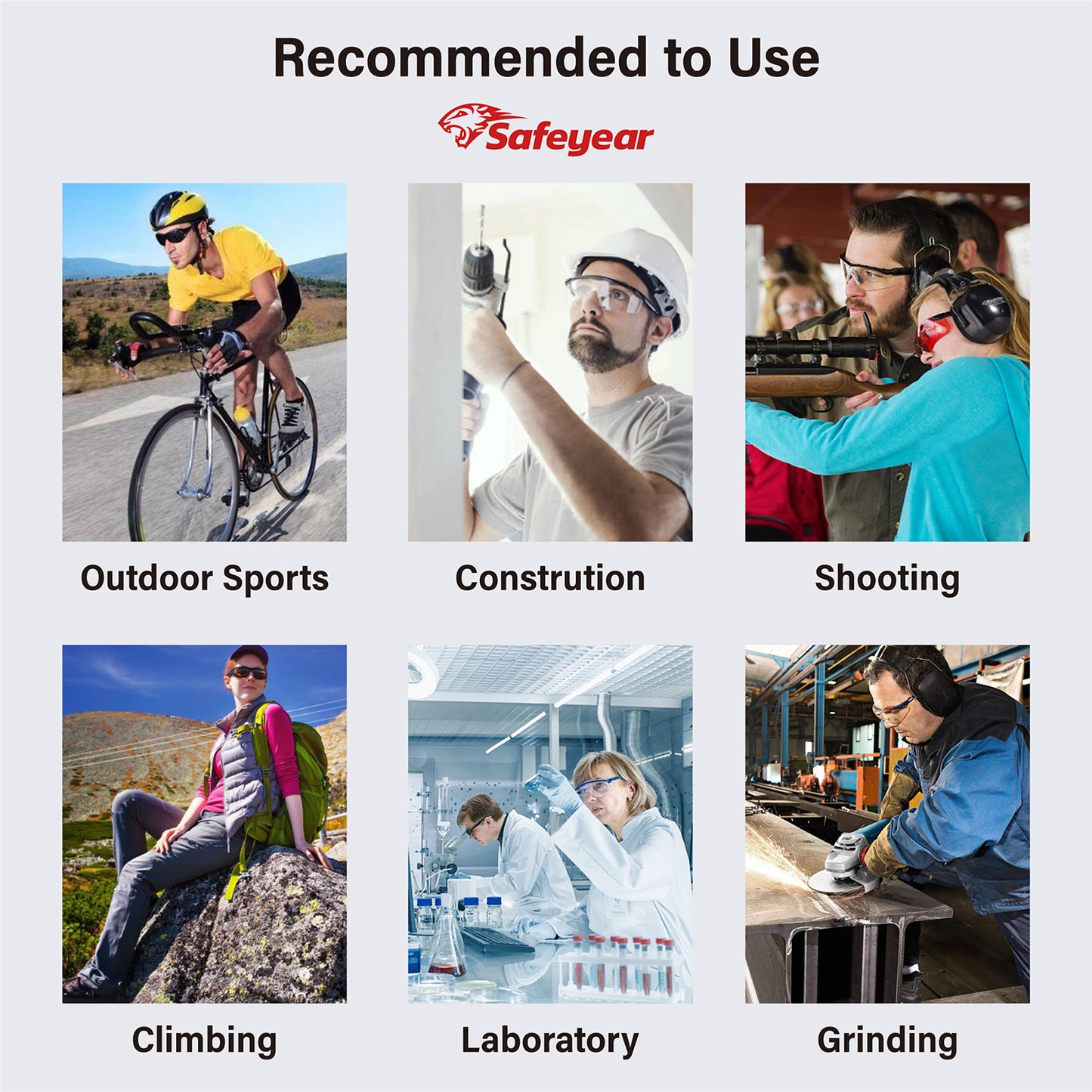 SAFEYEAR Safety Sunglasses - UV400 Tinted Lens, Free Head Strap Included(Year)