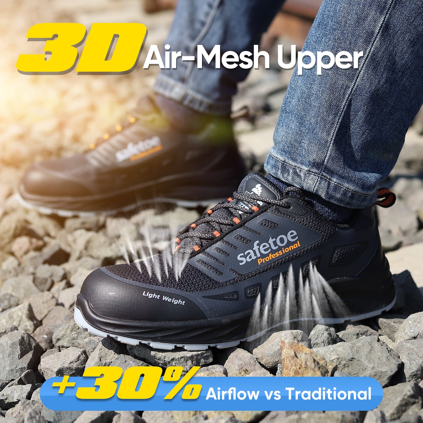 SAFETOE Mens Lightweight Composite Toe Safety Shoes L-7571