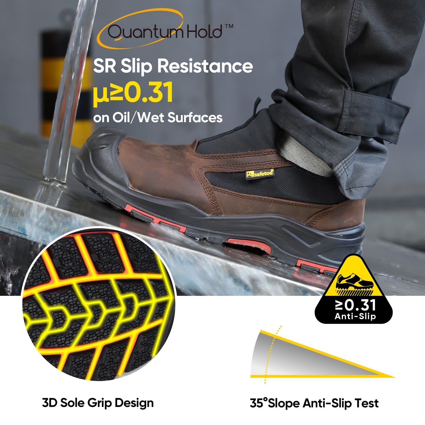 Men's slip On Low-Top Composite Toe Cow Leather Safety shoes(L-7525)