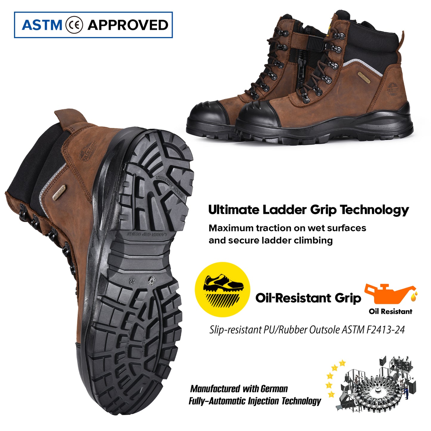 Composite Toe SafetyWork Boots Waterpro of Membrane M-8577 SD Brown