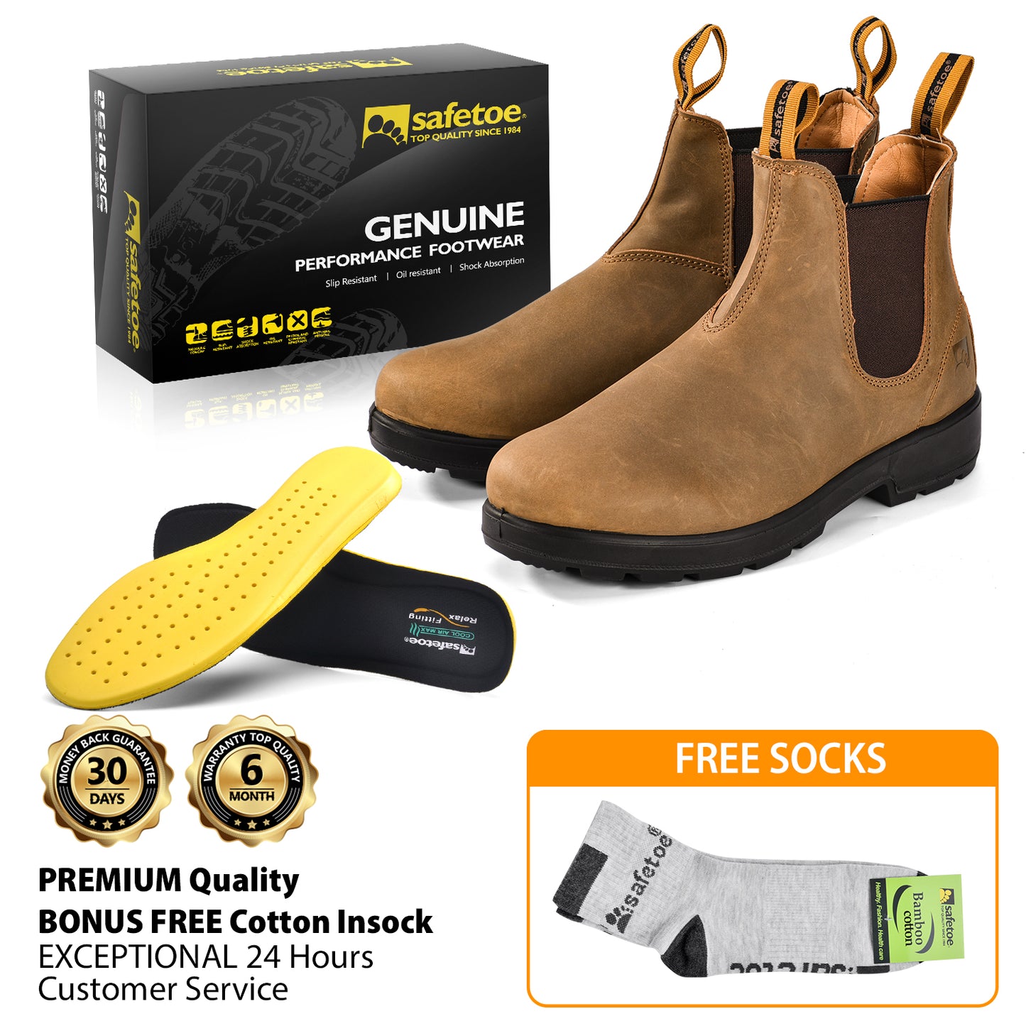 Safetoe Chelsea Arbeitsstiefel mit Stahlkappe – S3-zertifiziert & ASTM F2413 zugelassen, Slip-On Sicherheitsstiefel (Zehenschutz)