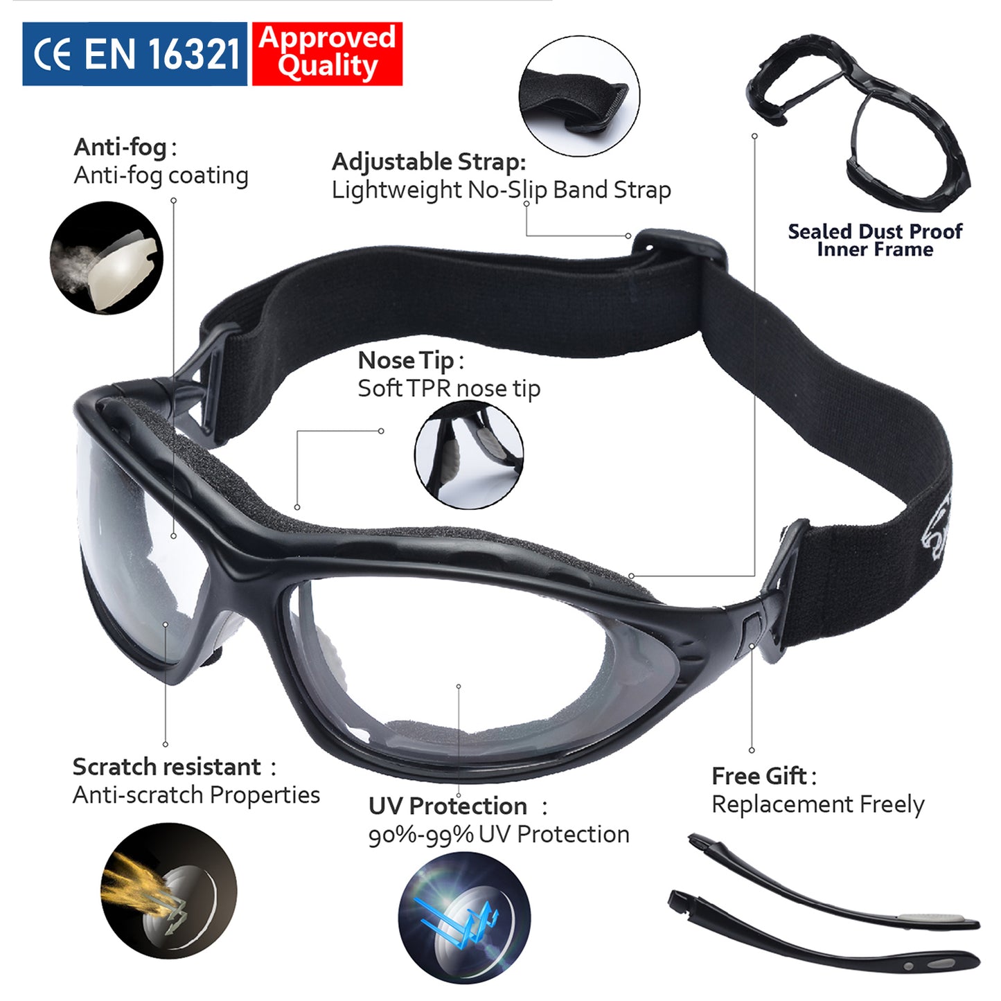 SAFEYEAR ANSI & EN16321 Certified Safety Glasses