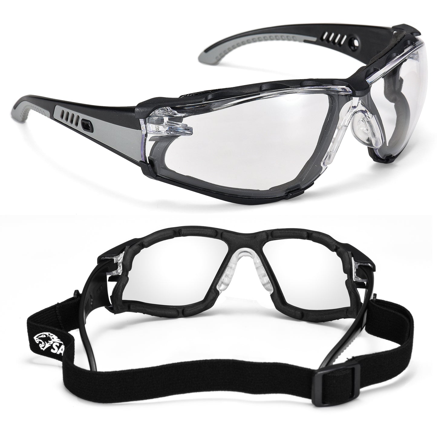 ANSI & EN16321 Safety Glasses - Anti-Fog/Scratch Resistant, Clear Lens with Free Head Strap
