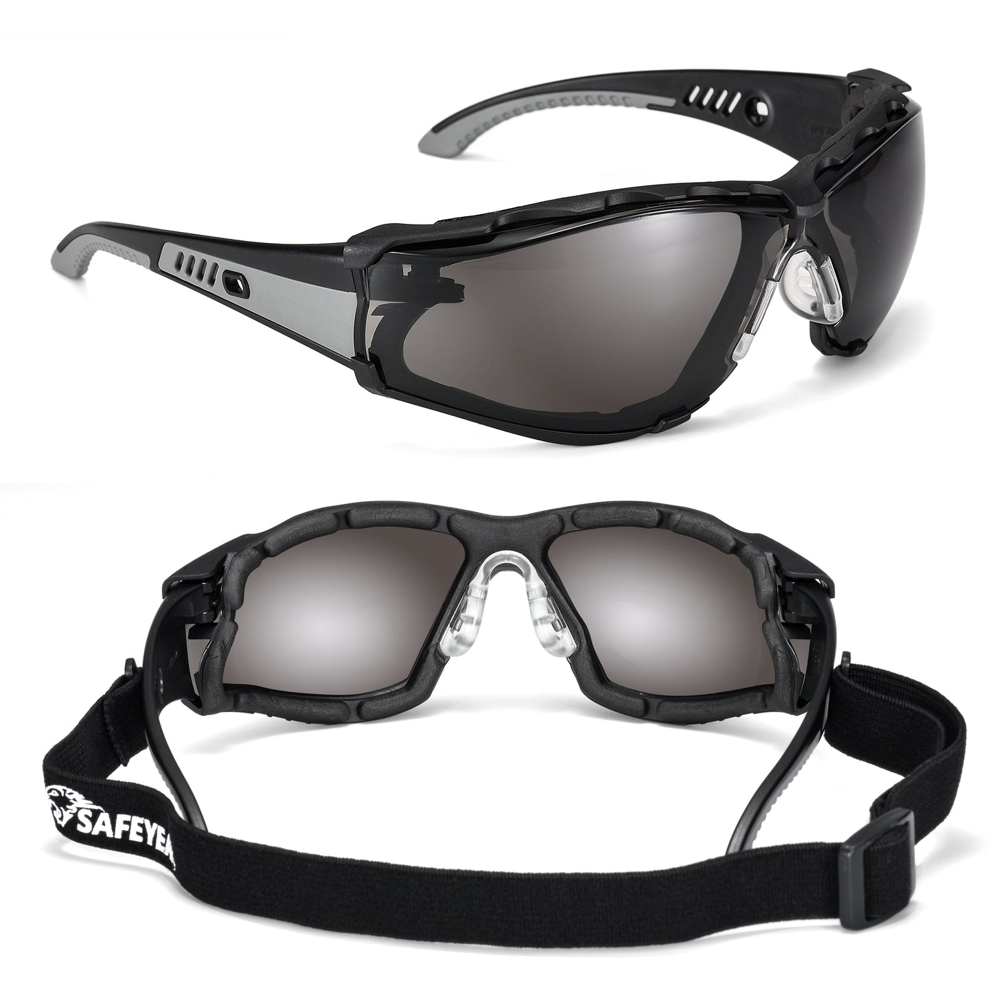 ANSI & EN166 Safety Sunglasses - UV400 Tinted Lens, Free Head Strap Included