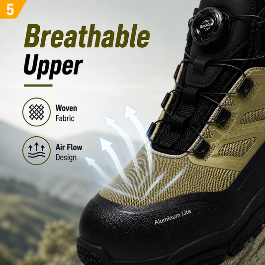 Outdoor Design Twist-Lock Breathable Safety Boots, Lightweight Aluminum Toe & PE Plate M-8589