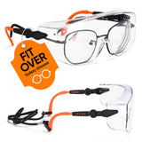 SAFEYEAR Over Glasses Safety Goggles ANSI/EN16321 - Anti-Fog Adjustable Arms