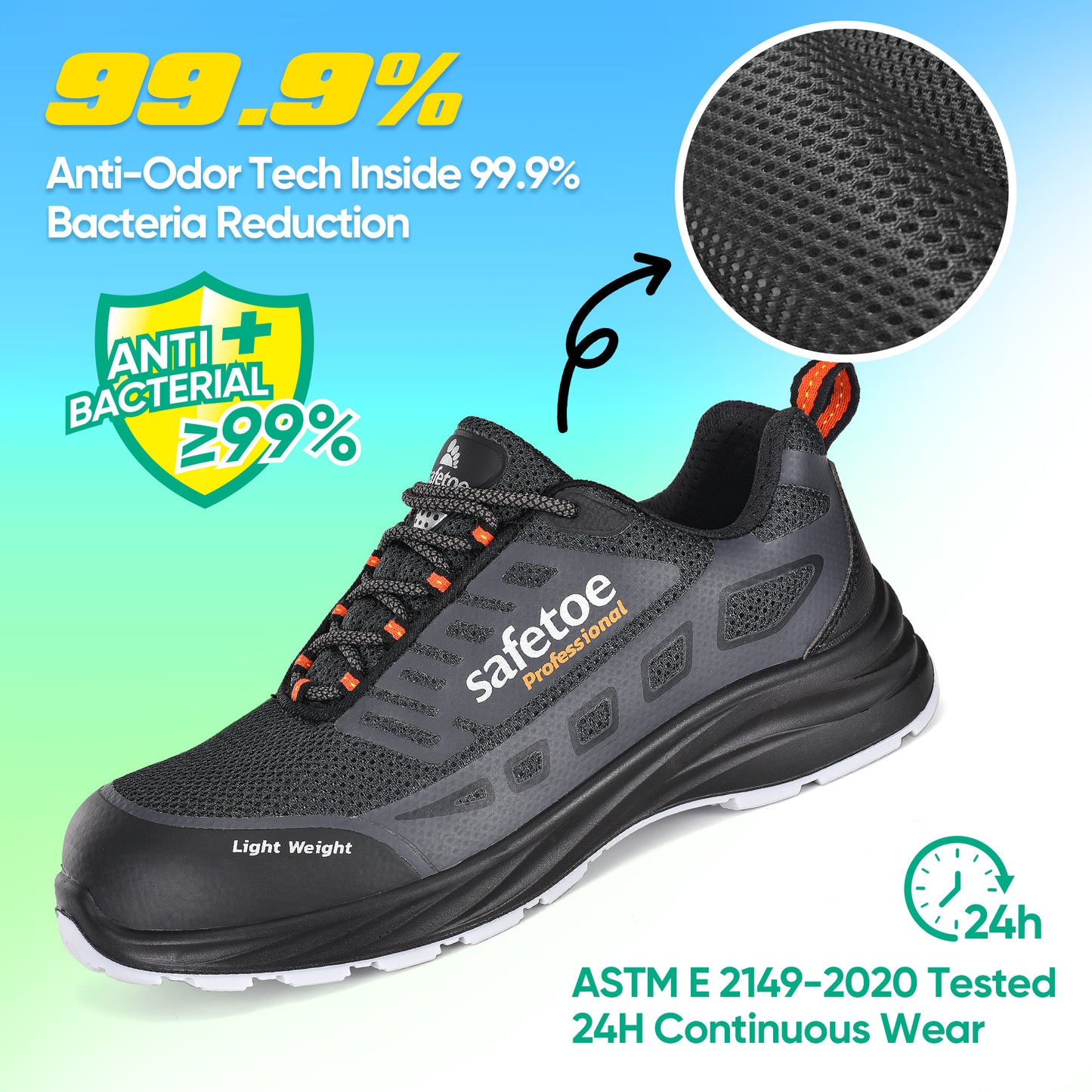 SAFETOE Mens Lightweight Composite Toe Safety Shoes L-7571