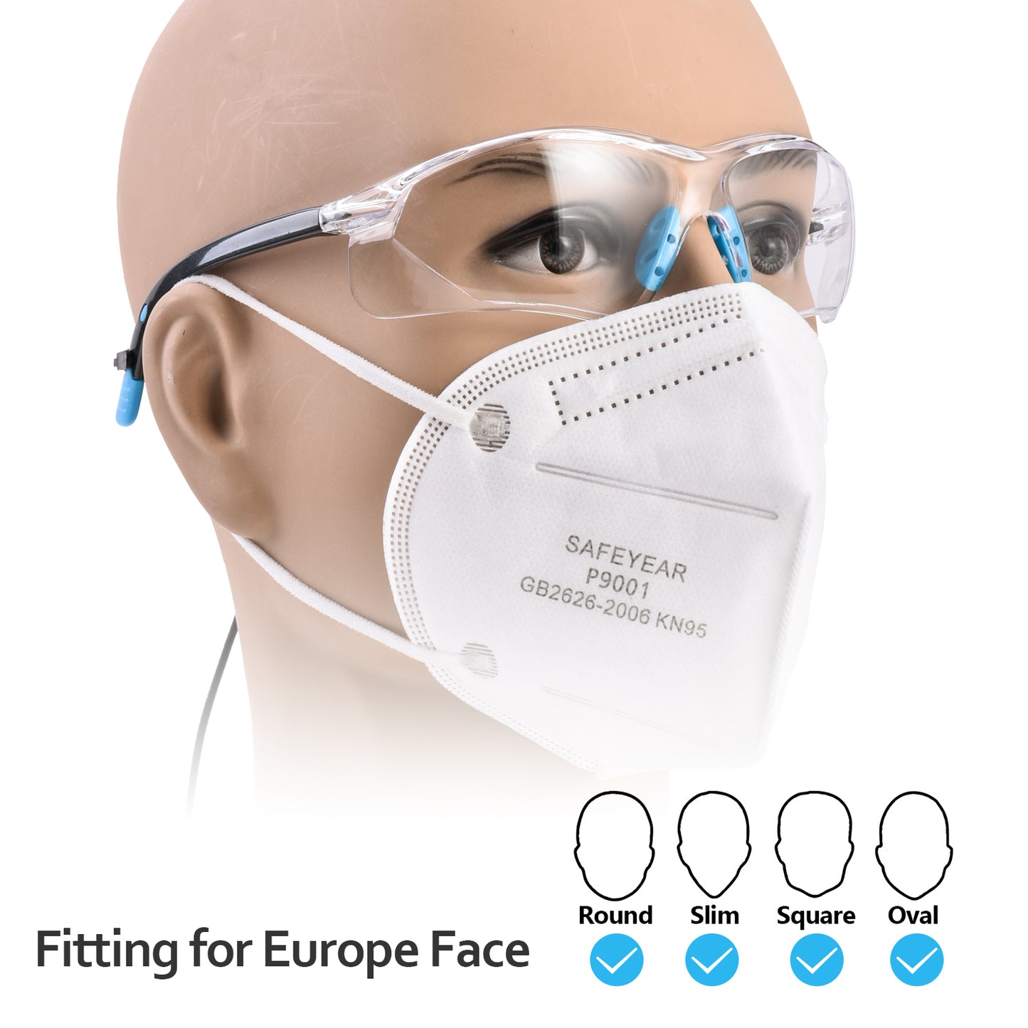 SAFEYEAR SG003BU Anti-Fog Safety Glasses – HD Anti-Scratch Lens, UV Protection, No-Slip Grip