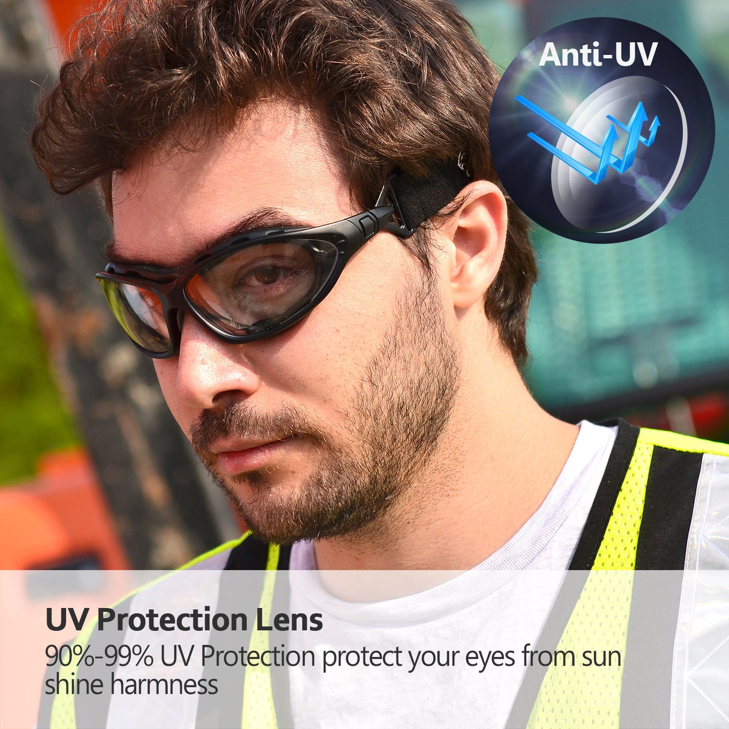 Gafas de seguridad antivaho SAFEYEAR - SG002, transparentes, resistentes a rayones, para hombres y mujeres, con agarre antideslizante, protección VU para bricolaje, laboratorio, soldadura, pulido y química.