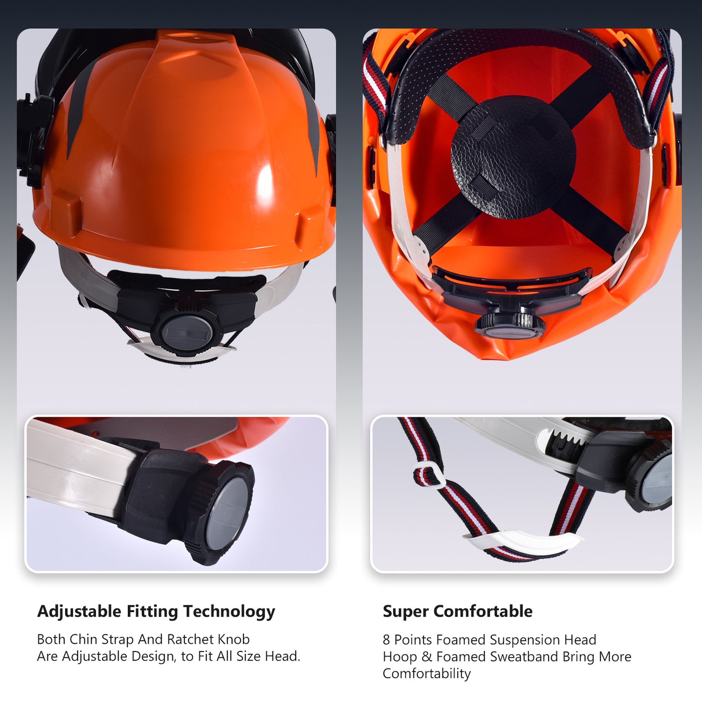 Casco de seguridad SAFEYEAR, casco con orejeras, correa de malla protectora para la cara, tamaño ajustable con perilla