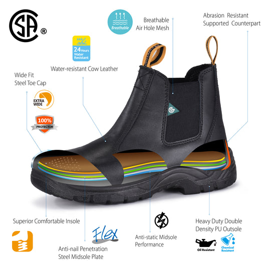 Botas de trabajo con punta de acero SAFETOE Antler BK CSA para hombre y mujer