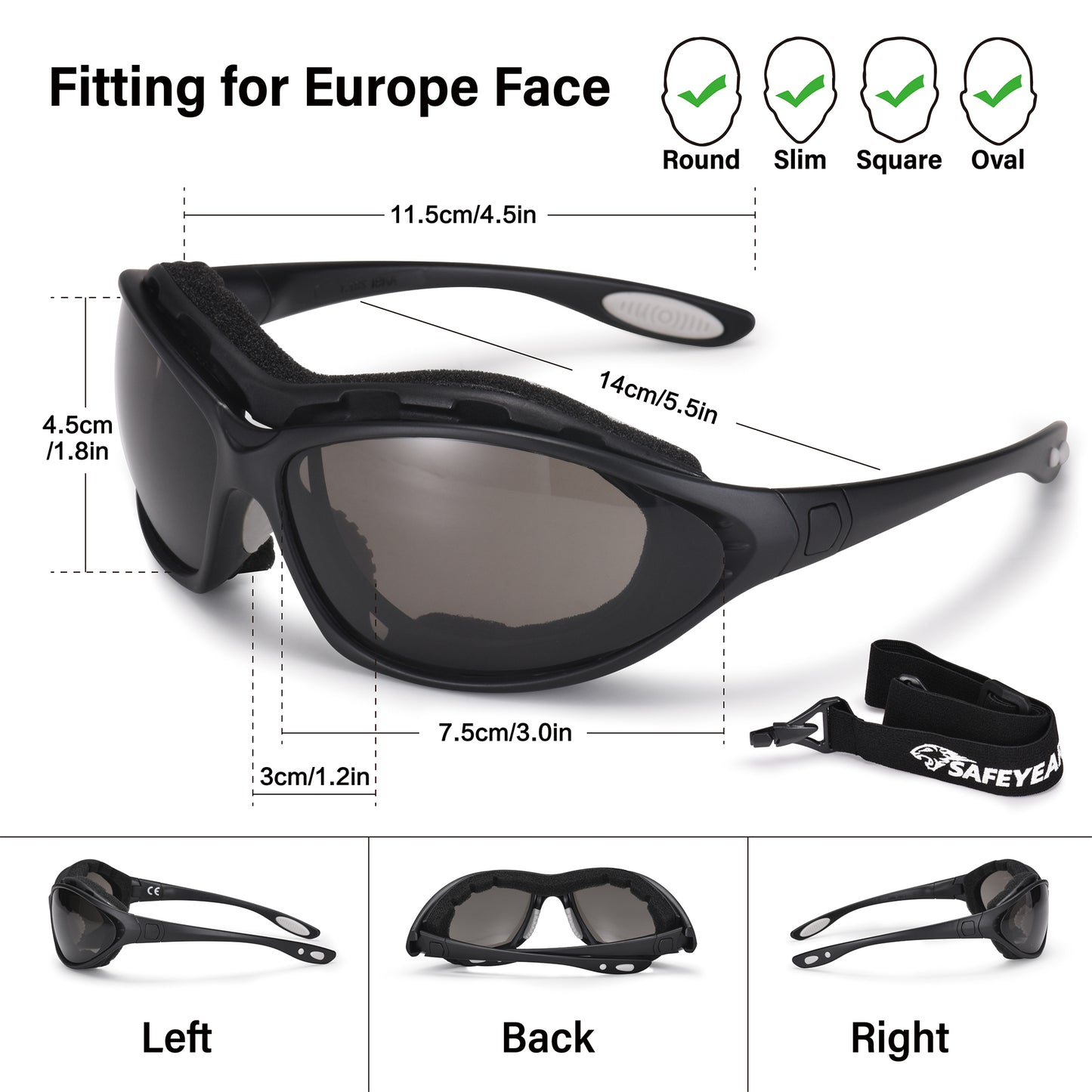 SAFEYEAR Safety Sunglasses - UV400 Tinted Lens, Free Head Strap Included（Year）
