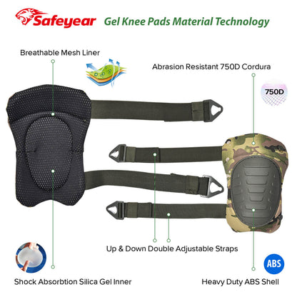 SAFEYEAR Heavy Duty Gel Knee Pads for Construction