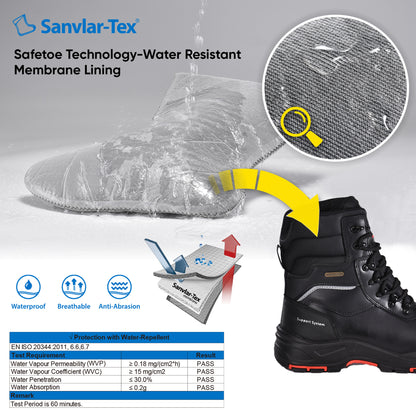 Safetoe Men's Insulated Waterproof Work Boots Composite Toe Industrial safety（H-9552BK）