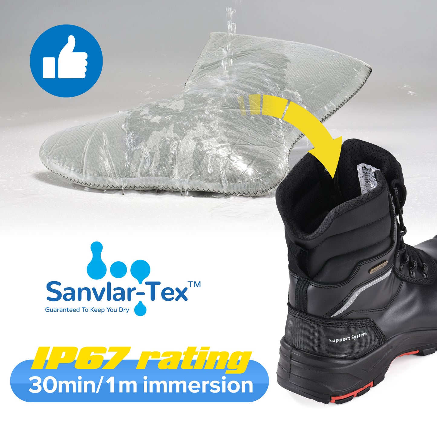 Safetoe Black Waterproof Winter Safety Boots – Insulated 3M Thinsulate,Composite Toe,Slip & Oil Resistant