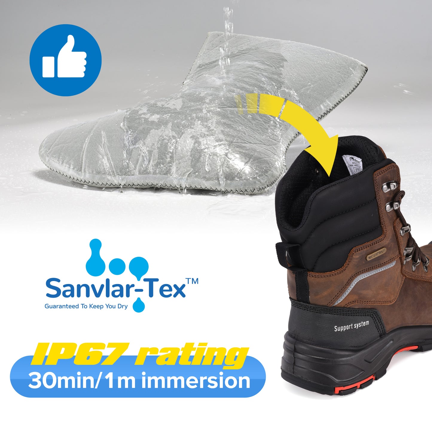 Safetoe Waterproof Winter Work Boots – Water Resistant Lining, Warm 3M Thinsulate, Composite Toe & Kevlar, Slip & Oil Resistant(H-9552)