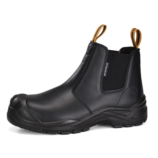 Safetoe Water Resistant Leather Black Work Boots（M-8025NBO）
