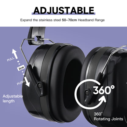 Safeyear 33dB SNR Industrial Ear Muffs, ANSI/CE Certified Noise Cancelling Headphones for Construction & Airport, Adjustable Hearing Protection with Storage Box