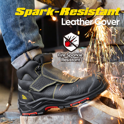 Safetoe Welding Work Boots – Spark-Resistant Leather Cover, Composite Toe & Kevlar, 300°C Heat-Resistant